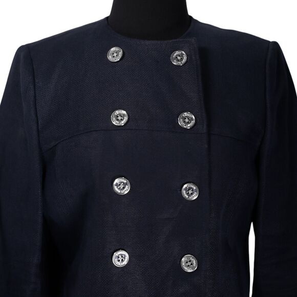 Ralph Lauren Women's Blazer Navy Blue Linen Double Breasted Work Suit Jacket 10 - Picture 4 of 8